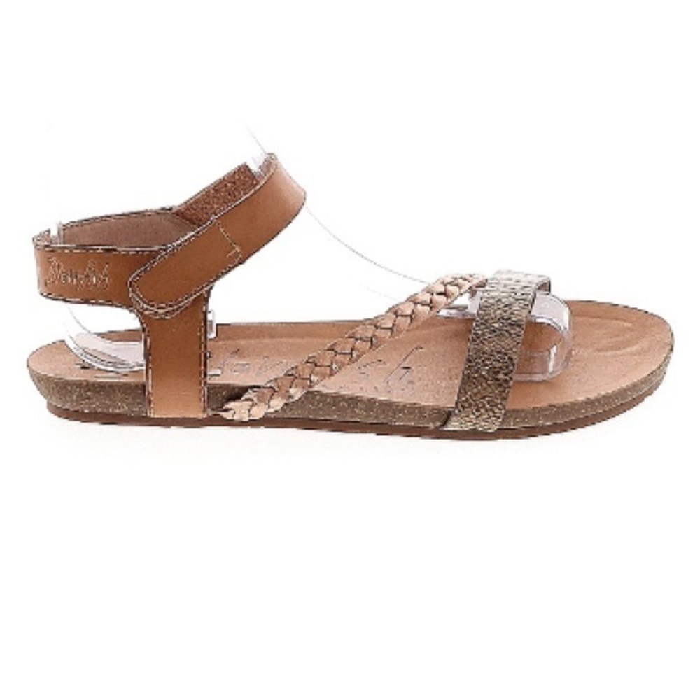 Blowfish Strappy Open Toe Gold & Tan Sandals | 6